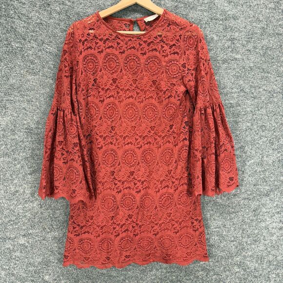 Altar'd State Mini Dress Women M Medium Red Geometric Short Crochet Lined Casual - Picture 1 of 7